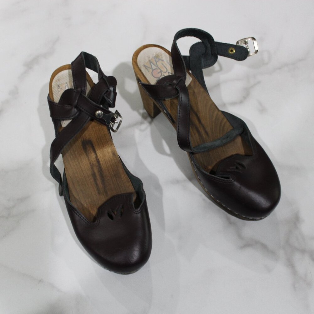 Maguba Oxblood Cutout Heeled Clogs sz 39